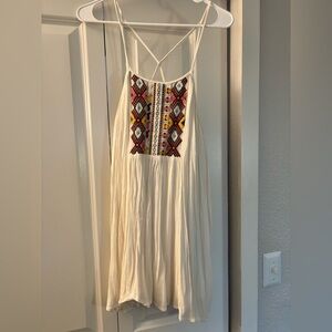 PPLA Cream Dress with Colorful Embroidery